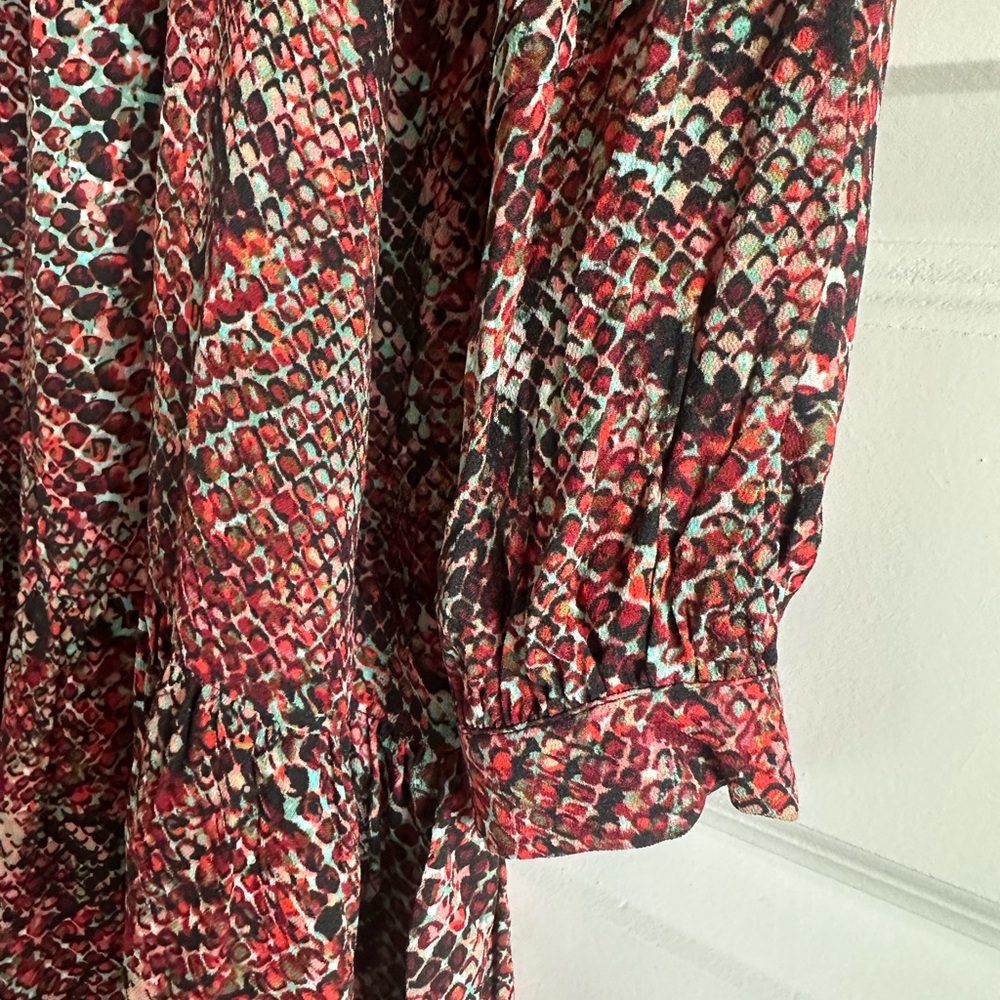 NICHOLAS Devan Gathered Snake-print Crepe Mini Dr… - image 5